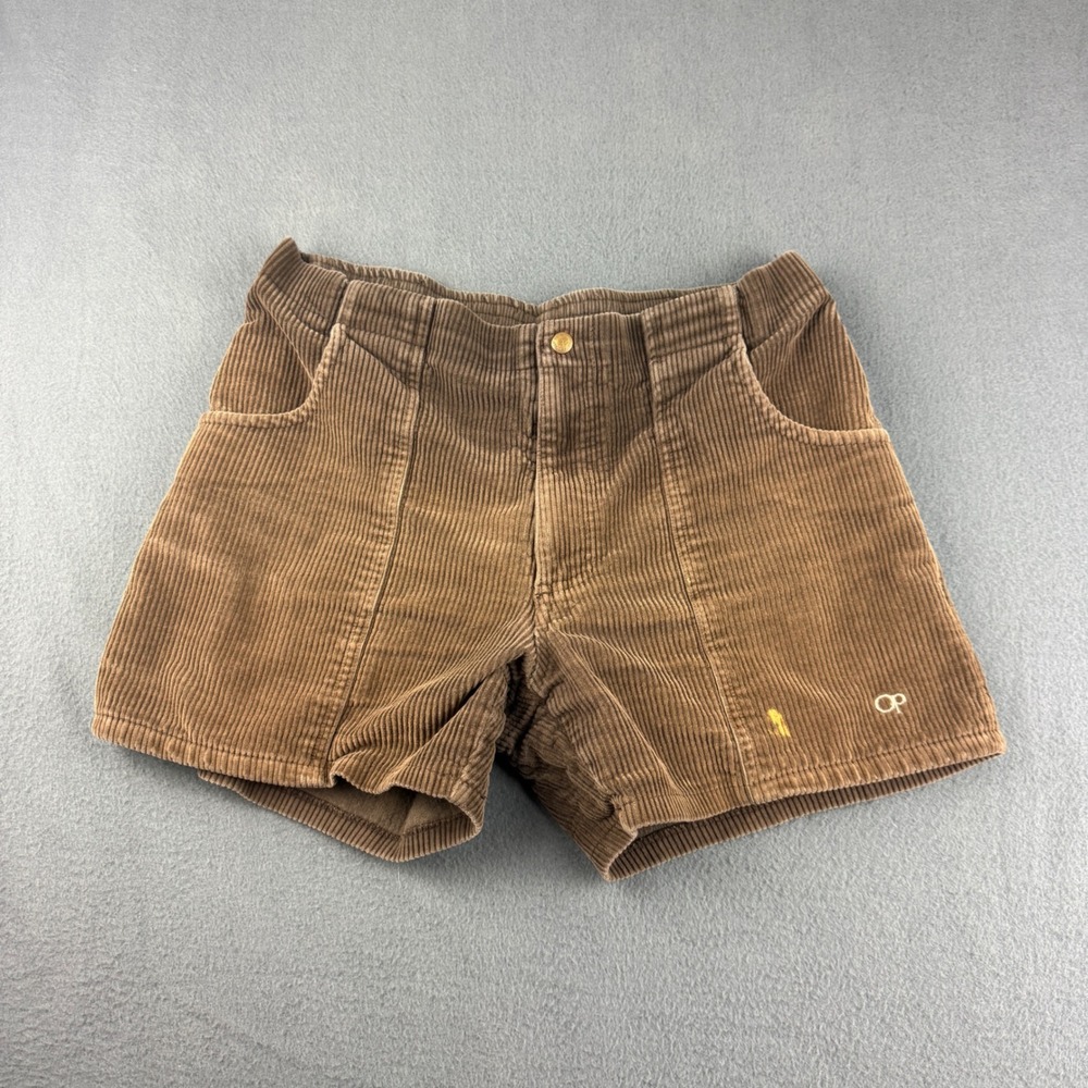 Vintage Ocean Pacific Shorts Men's L Brown Corduroy Elastic Surf Skate Retro OP